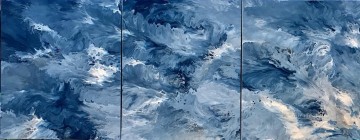 波の頂上三連祭壇画抽象的な海の風景 Oil Paintings